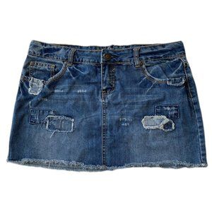 patchwork denim mini